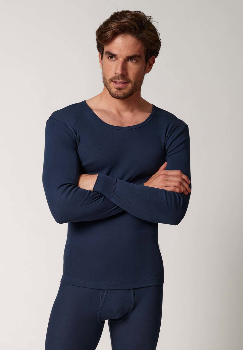 Cotton Fine Rib Shirt langarm navy 112174-010386