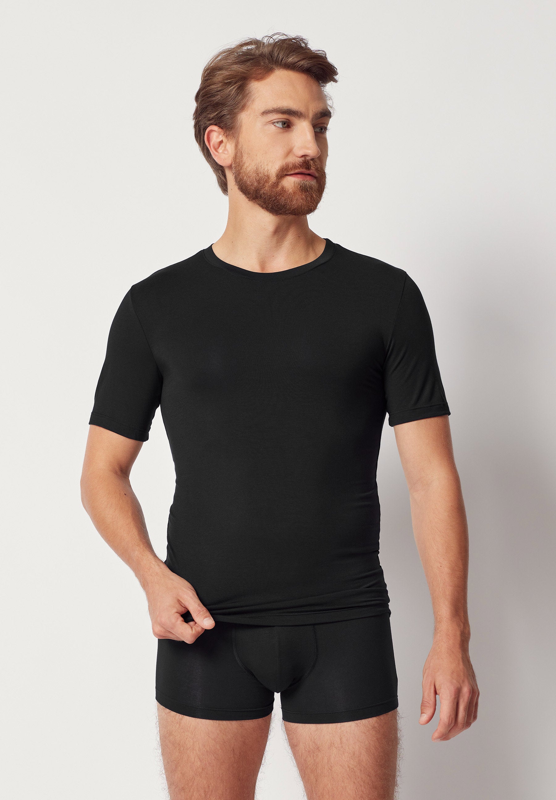 Soft Modal Shirt kurzarm black 112589-010670
