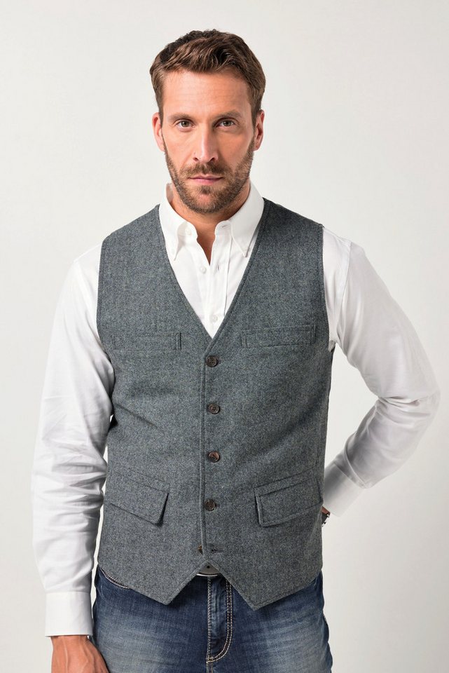 JP1880 Steppweste Weste Tweed FLEXNAMIC® Strickrücken