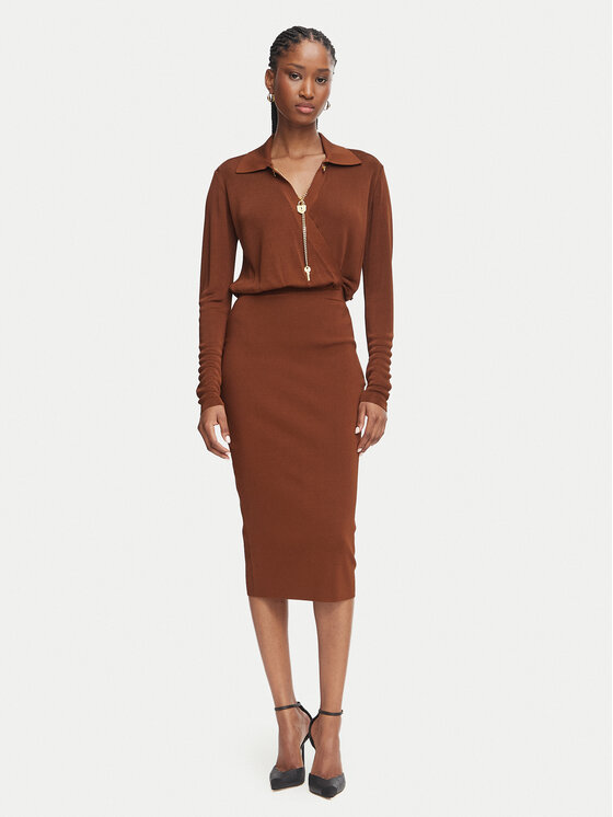 Elisabetta Franchi Coctailkleid AM-19S-66E2-V500 Braun Slim Fit