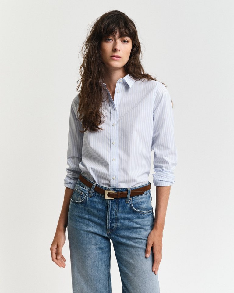 Gant Hemdbluse REG POPLIN STRIPED SHIRT mit einer kleinen Logostickerei auf der Brust