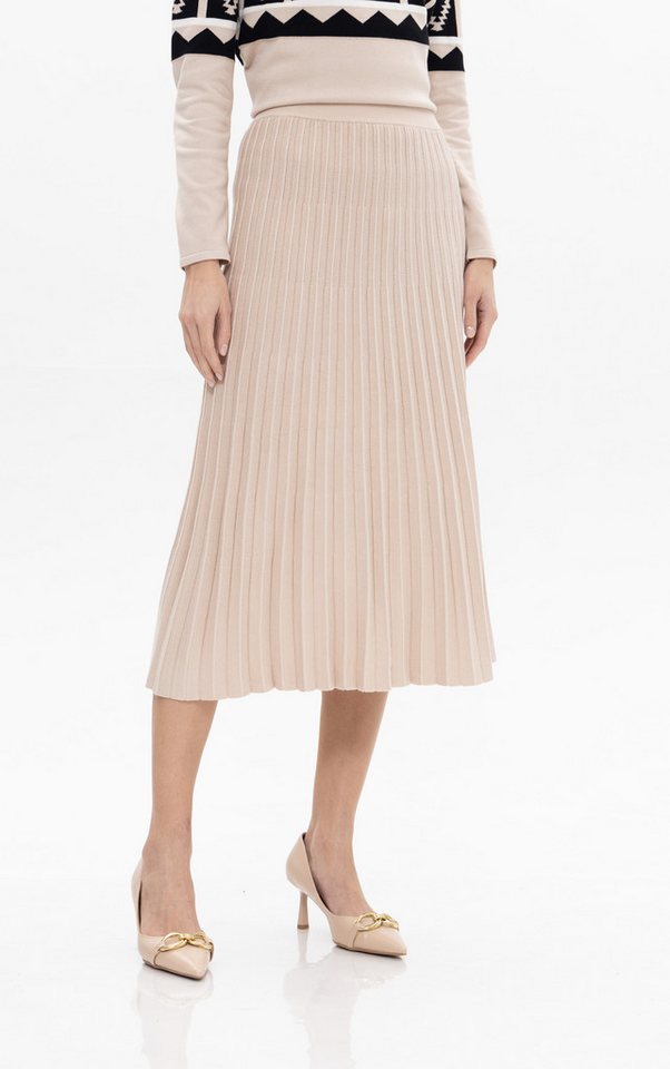 Passioni Faltenrock Midi Plisseerock Strickrock
