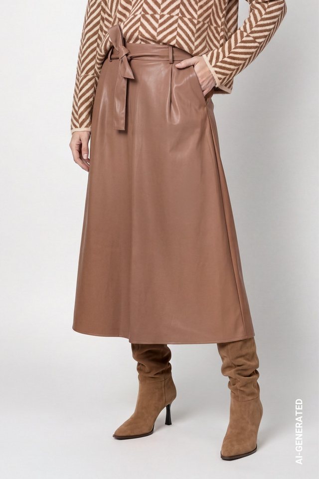 Monari Lederimitatrock Regular fit mit Gürtel