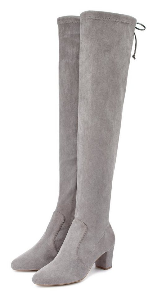 LASCANA Slouchy Boots, Langschaft Stiefel, Schlupf-Boot, Overkneestiefel aus weichem Stretchmaterial