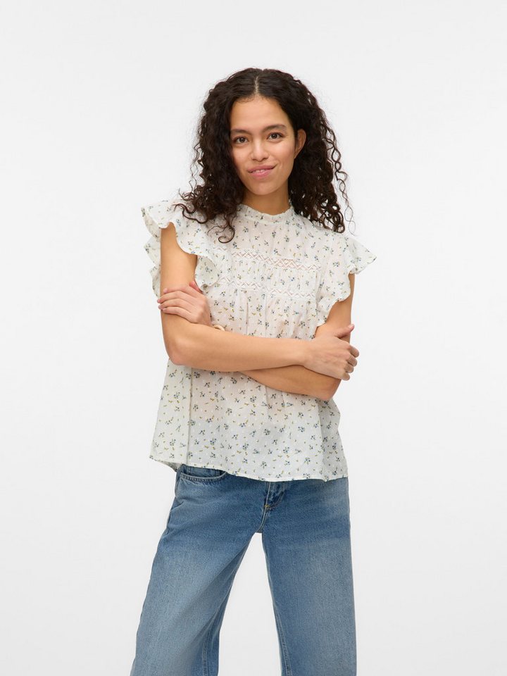 Vero Moda Blusenshirt VMTRINE SL LACE TOP WVN NOOS Baumwolle