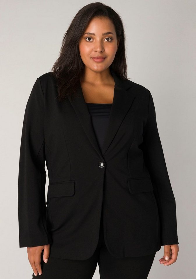 Base Level Curvy Jerseyblazer mit Taschenklappen
