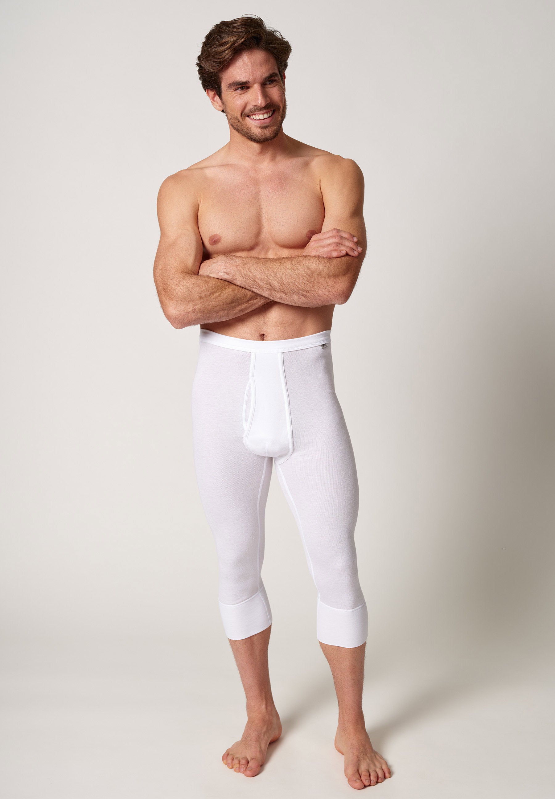 Cotton Fine Rib Pants 3/4 lang mit Eingriff white 112313-010500