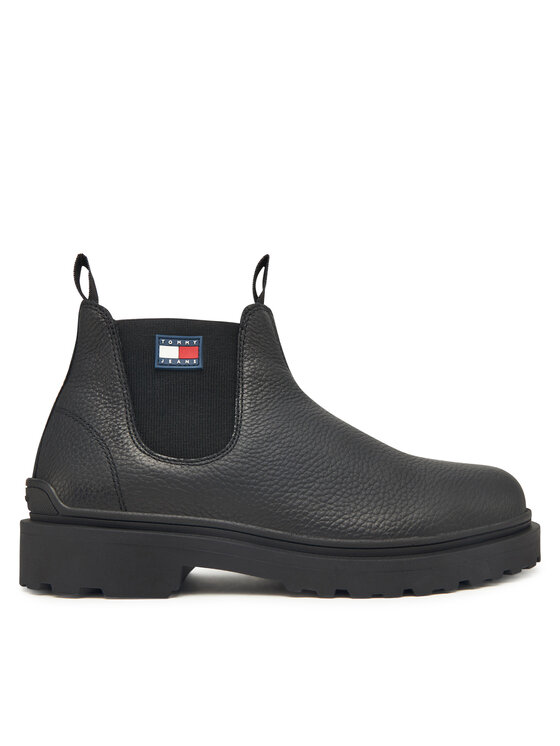 Tommy Jeans Klassische Stiefeletten Tjm Chelsea Leather Wl EM0EM01670 Schwarz
