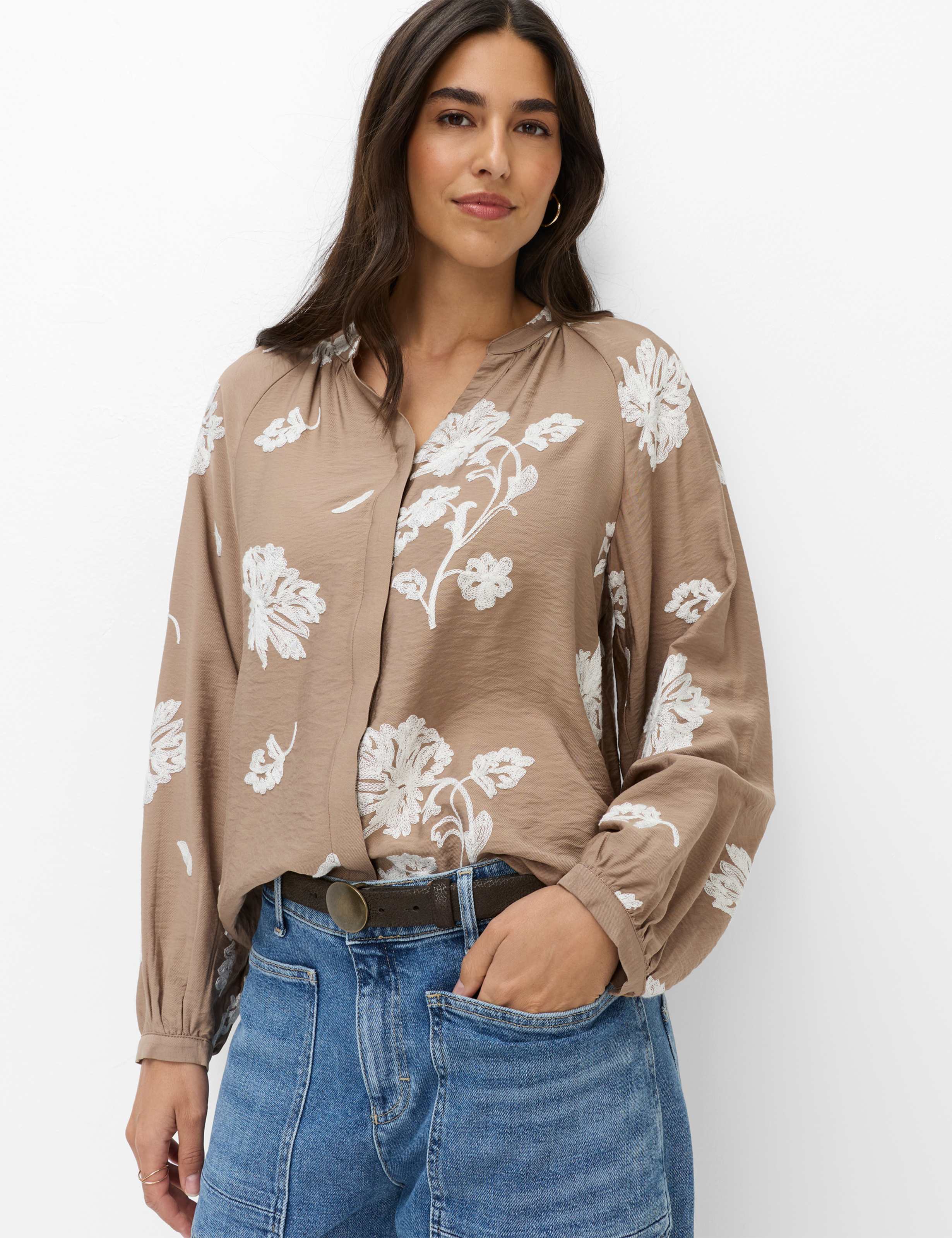 Brax Damen Bluse Style VIVIAN warm greige, hellbraun,