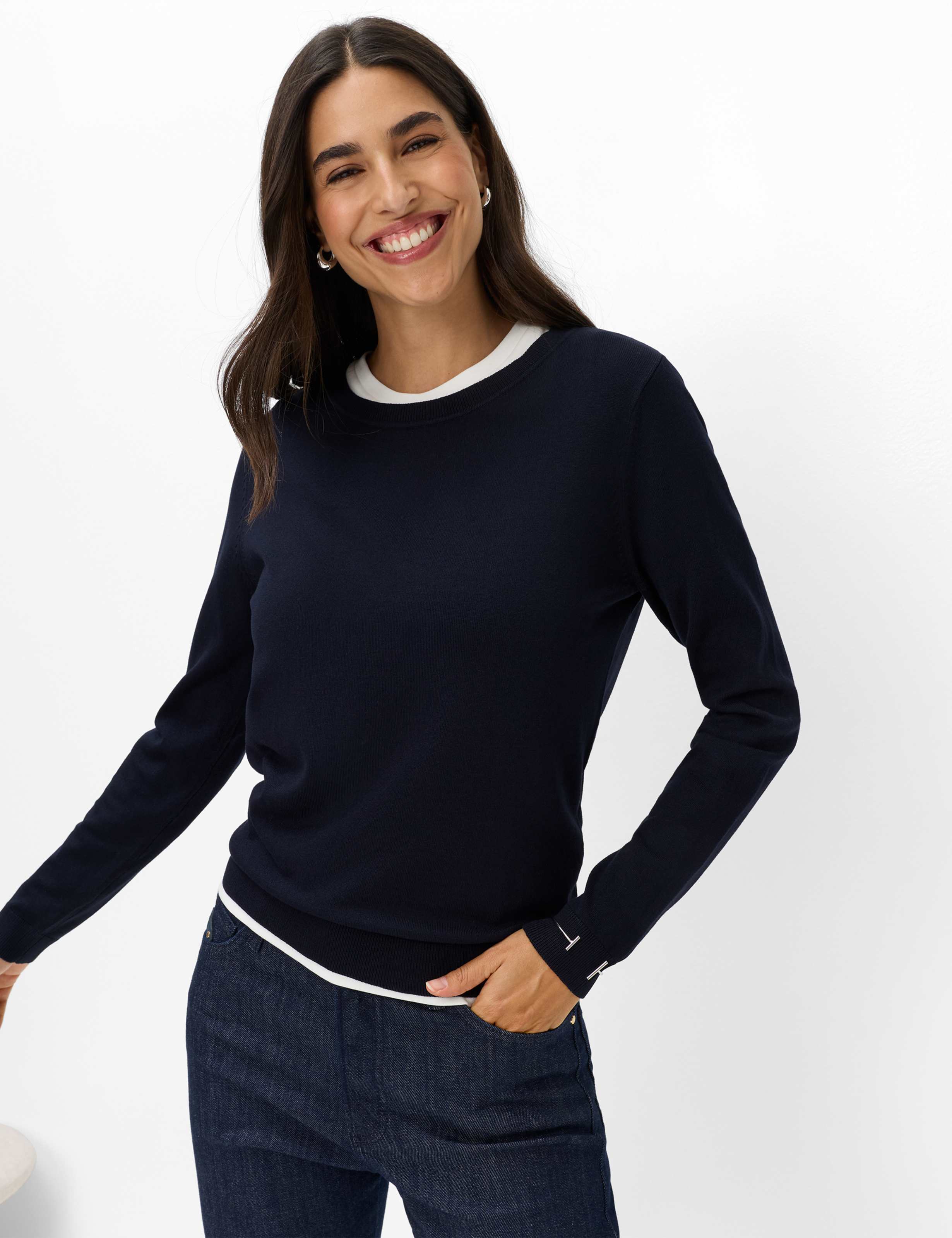 Brax Damen Strickpullover Style LENI navy, dunkelblau,