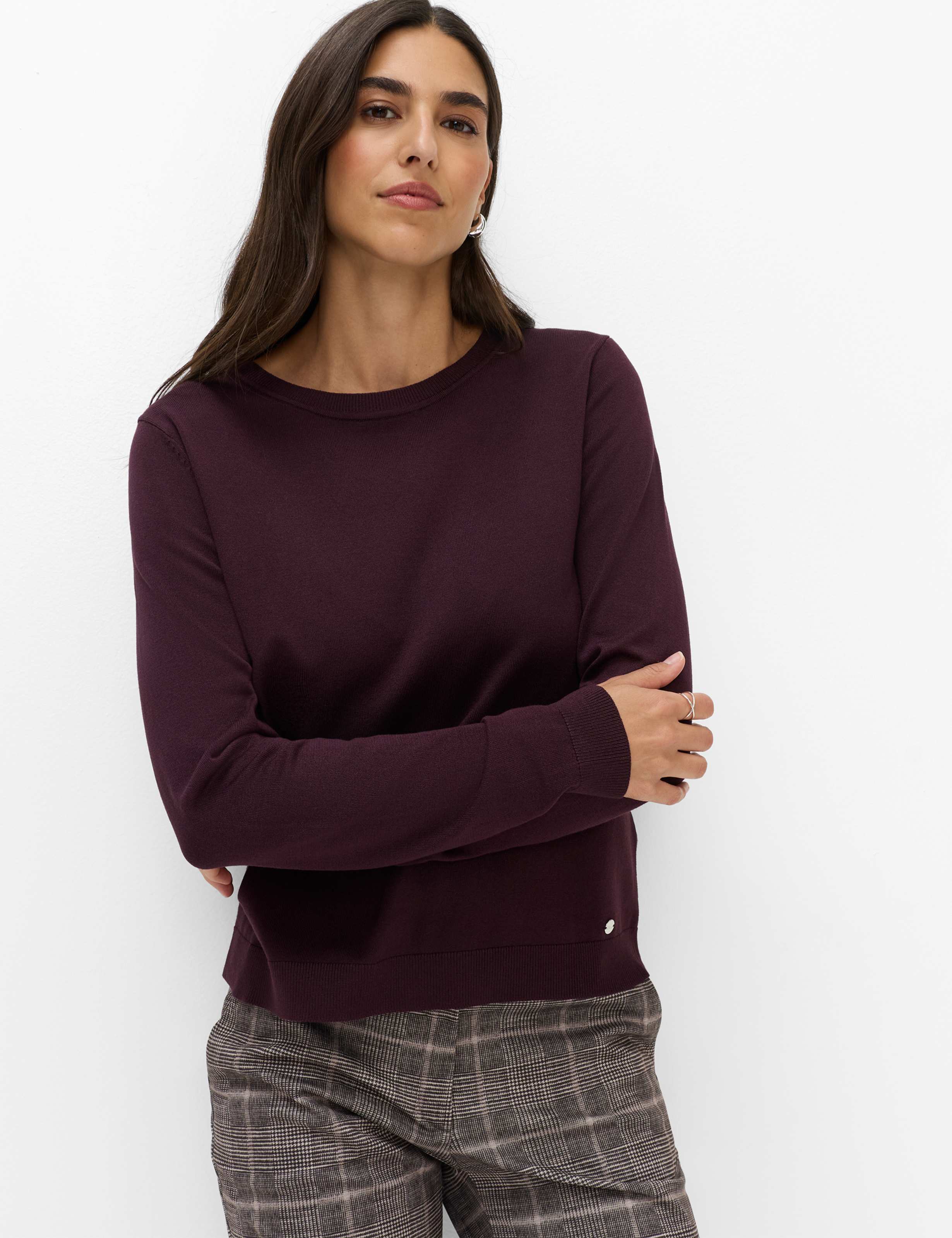 Brax Damen Strickpullover Style LENI blackberry violet, dunkles lila,