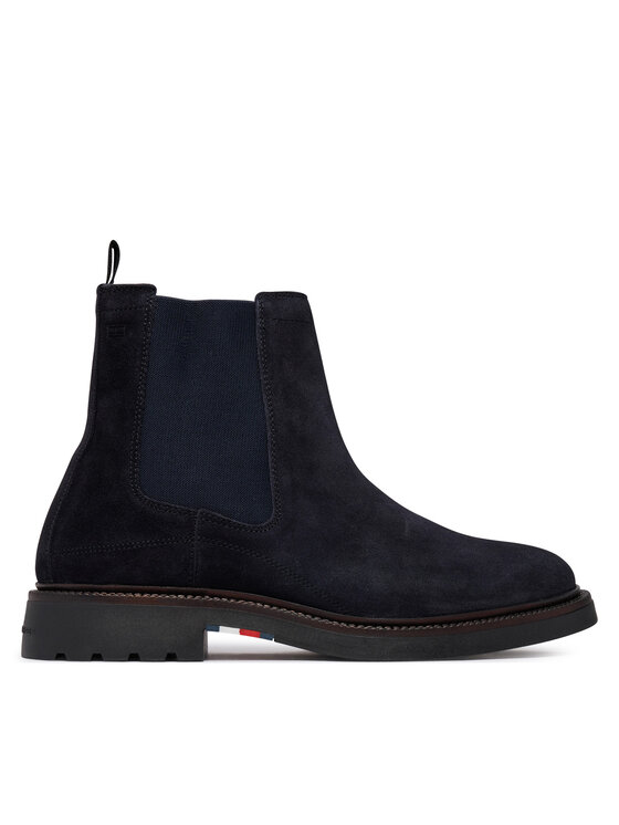 Tommy Hilfiger Klassische Stiefeletten Corporate Casual Suede Chelsea FM0FM05952 Dunkelblau