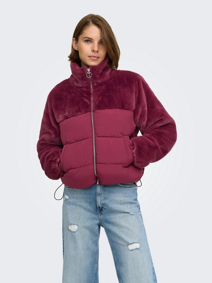ONLY Steppjacke ONLWANJA – Jacke mit Plüschdetails und hohem Kragen Materialmix
