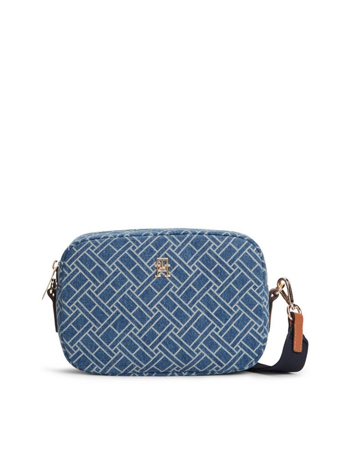 Tommy Hilfiger Mini Bag POPETTE CAMERA BAG DENIM FLAG, Unisex Schultertasche, Umhängetasche, Clutch mit Allover-Logomuster