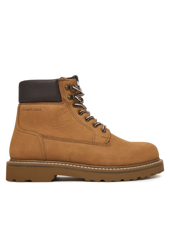 Tommy Jeans Schnürstiefeletten Archive '01 Boot Hi Nubuck Wl Wr EM0EM01783 Hellbraun