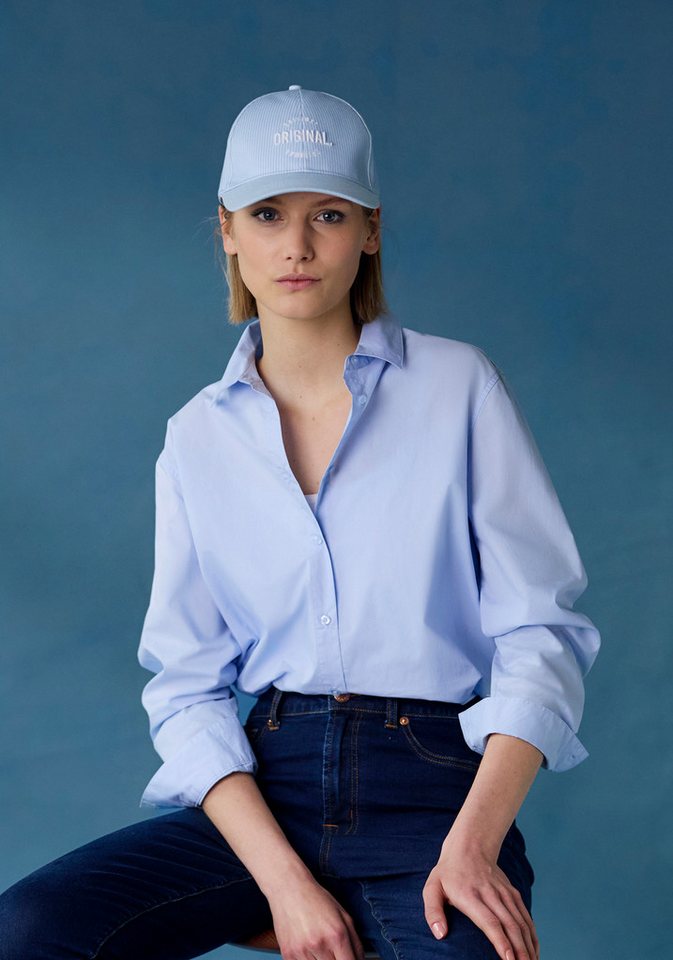 LASCANA Hemdbluse in lockerer Passform aus reiner Baumwolle hinten länger geschnitten, moderne Damenbluse, Business, klassisch