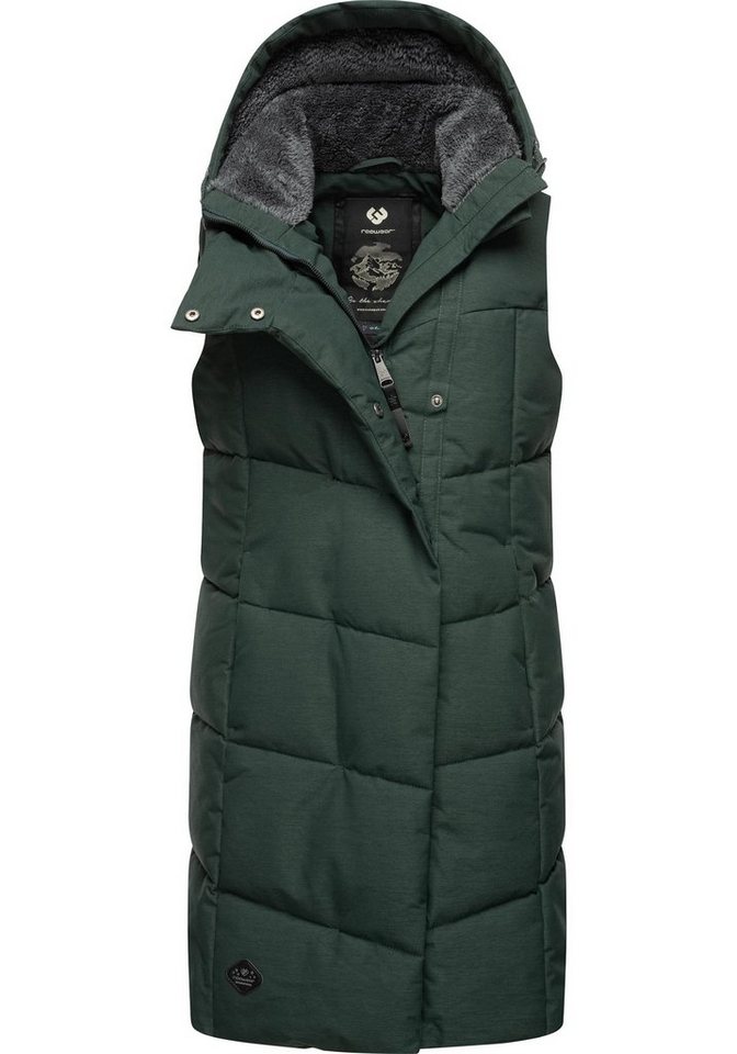Ragwear Steppweste Pavla Vest stylische Winterweste mit Teddyfutter und Kapuze