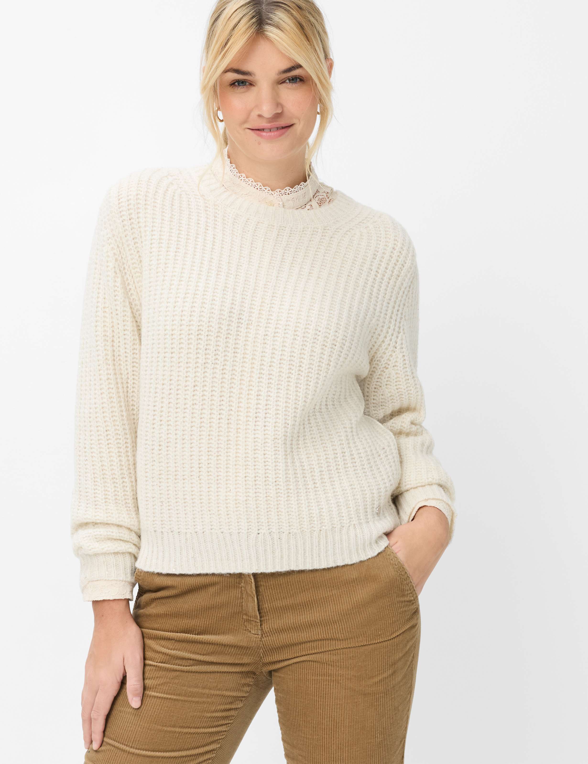 Brax Damen Pullover Style LESLEY dark ecru, Altweiß,