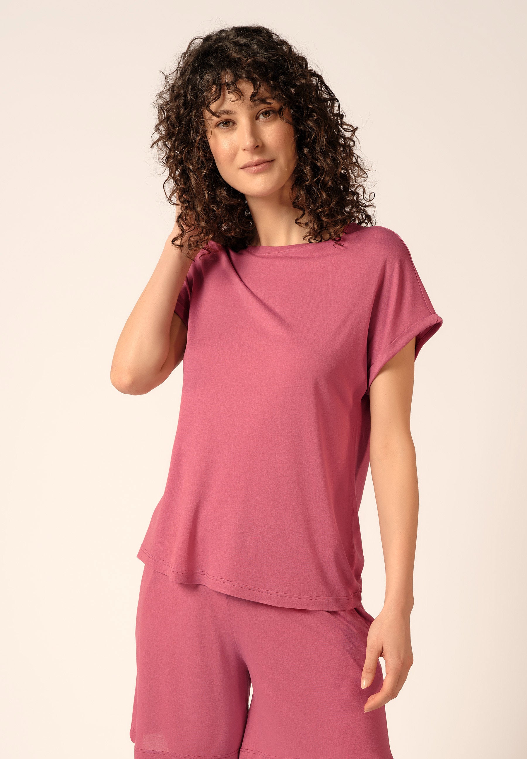 Night Basic Selection Shirt kurzarm rose wine 019004-01H205